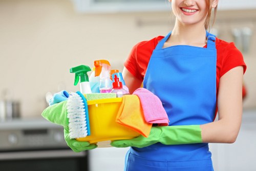 Professional cleaners handling a move out cleaning job in a Queenspark home